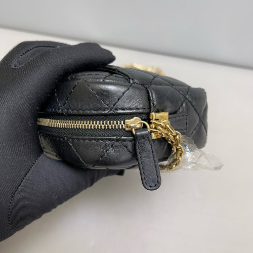 Chanel Quilted 2.55 Camera Case Pull Up Leather Black