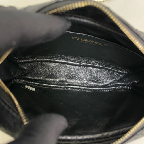 Chanel Quilted 2.55 Camera Case Pull Up Leather Black