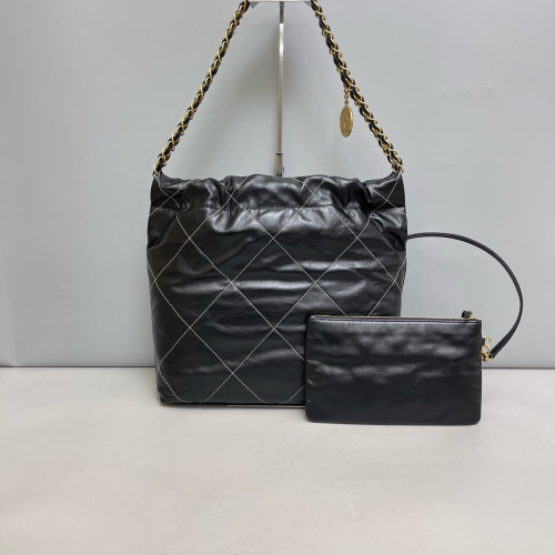 Chanel Quilted Small 22 Bag Calfskin Black