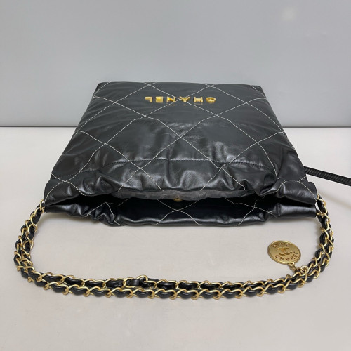 Chanel Quilted Small 22 Bag Calfskin Black