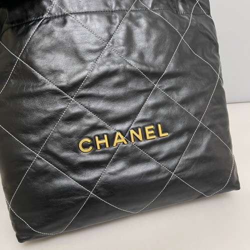 Chanel Quilted Small 22 Bag Calfskin Black