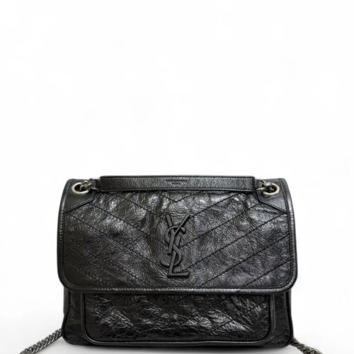 Yves Saint Laurent Medium Niki Chain Pull Up Leather Black