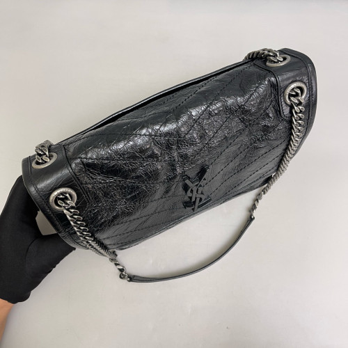 Yves Saint Laurent Medium Niki Chain Pull Up Leather Black