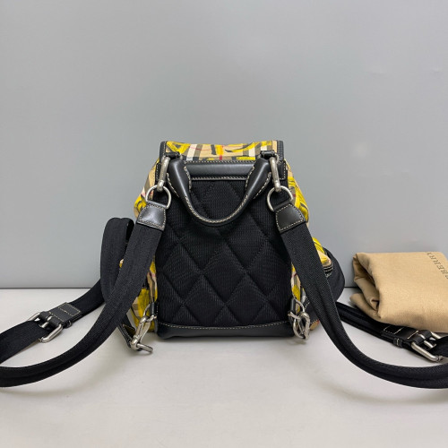 Burberry Graffiti Print Small Rucksack Backpack Canvas Calfskin Beige Yellow Black