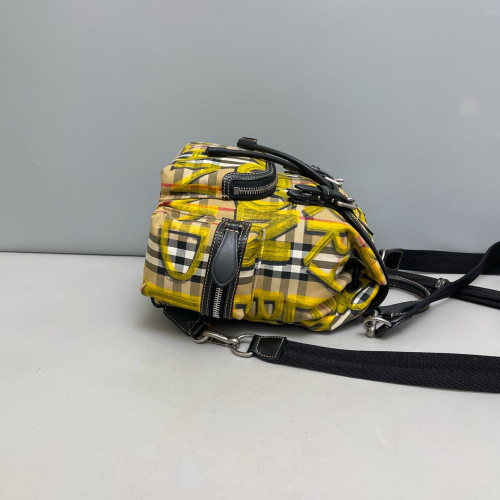Burberry Graffiti Print Small Rucksack Backpack Canvas Calfskin Beige Yellow Black