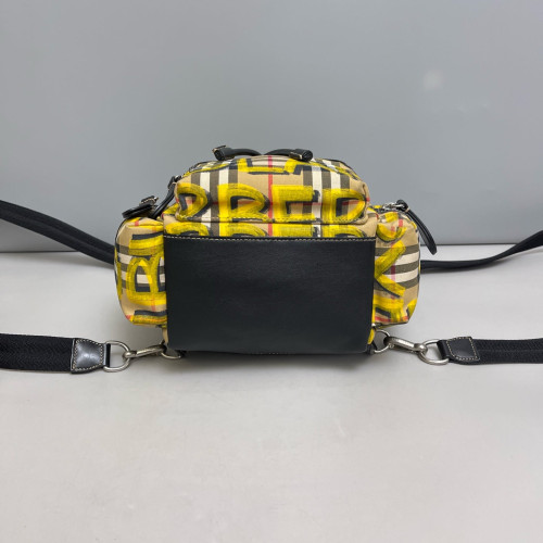 Burberry Graffiti Print Small Rucksack Backpack Canvas Calfskin Beige Yellow Black