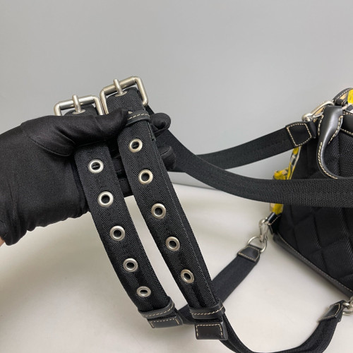 Burberry Graffiti Print Small Rucksack Backpack Canvas Calfskin Beige Yellow Black