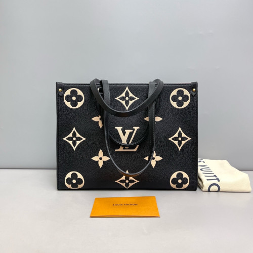 Louis Vuitton Onthego MM Monogram Empreinte Giant Black White Louis Vuitton Onthego MM Monogram Empreinte Giant Black White