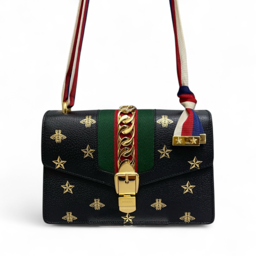 Gucci Web Small Sylvie Shoulder Bag Calfskin Black
