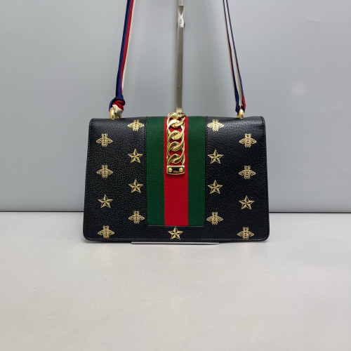 Gucci Web Small Sylvie Shoulder Bag Calfskin Black