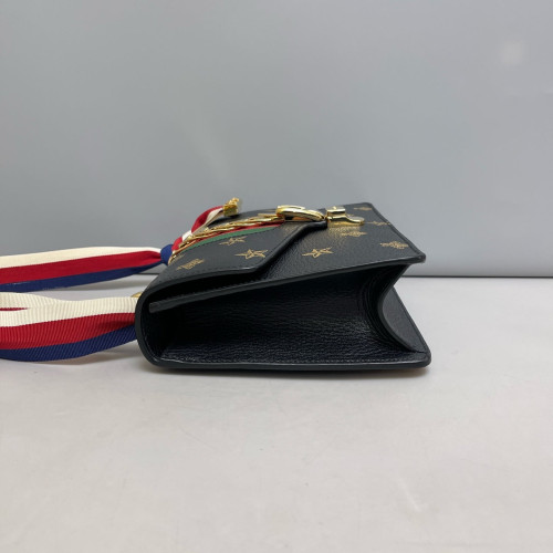 Gucci Web Small Sylvie Shoulder Bag Calfskin Black