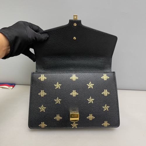 Gucci Web Small Sylvie Shoulder Bag Calfskin Black