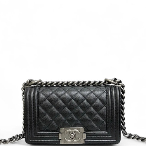 Chanel Quilted Mini Boy Flap Grained Calfskin Black