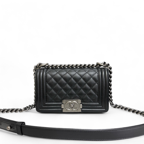 Chanel Quilted Mini Boy Flap Grained Calfskin Black