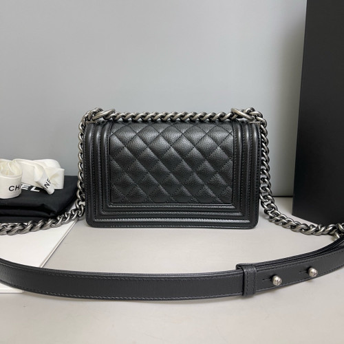 Chanel Quilted Mini Boy Flap Grained Calfskin Black