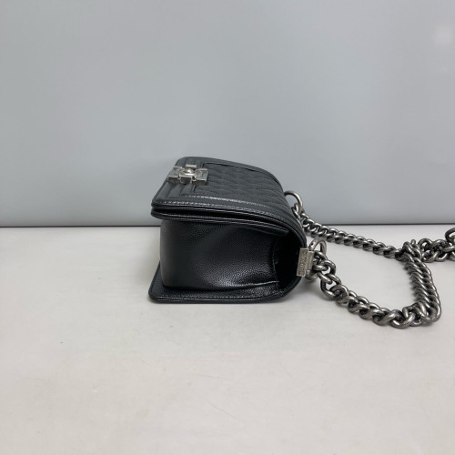 Chanel Quilted Mini Boy Flap Grained Calfskin Black