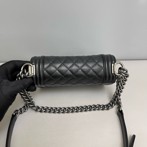 Chanel Quilted Mini Boy Flap Grained Calfskin Black