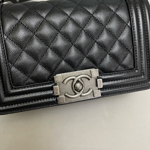 Chanel Quilted Mini Boy Flap Grained Calfskin Black
