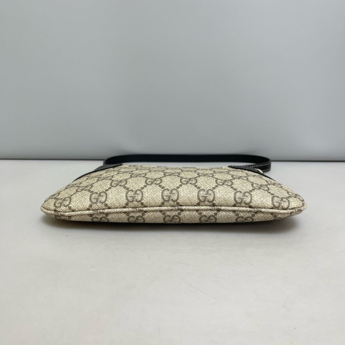 Gucci Small GG Emblem Shoulder Bag GG Supreme Monogram Calfskin Beige Black