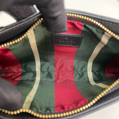 Gucci Small GG Emblem Shoulder Bag GG Supreme Monogram Calfskin Beige Black