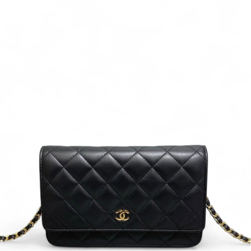 Chanel Quilted Wallet On Chain Calfskin Black