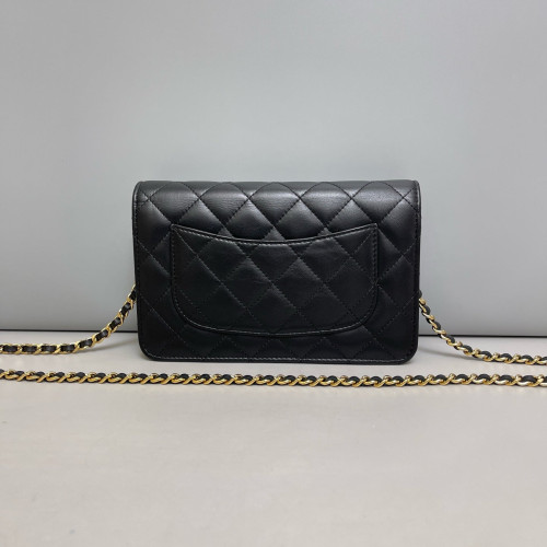 Chanel Quilted Wallet On Chain Calfskin Black