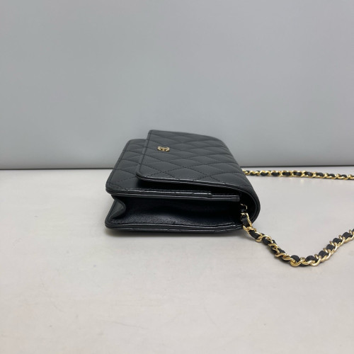 Chanel Quilted Wallet On Chain Calfskin Black