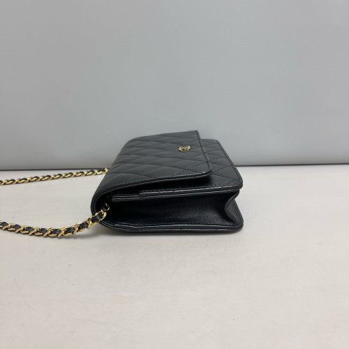 Chanel Quilted Wallet On Chain Calfskin Black