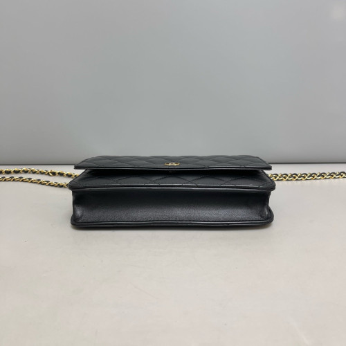 Chanel Quilted Wallet On Chain Calfskin Black