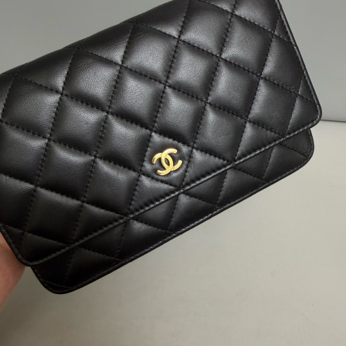 Chanel Quilted Wallet On Chain Calfskin Black