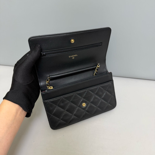 Chanel Quilted Wallet On Chain Calfskin Black