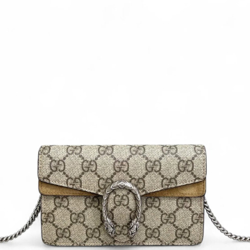Gucci Super Mini Dionysus GG Supreme Monogram Suede Khaki