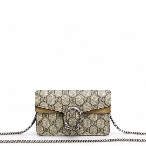 Gucci Super Mini Dionysus GG Supreme Monogram Suede Khaki