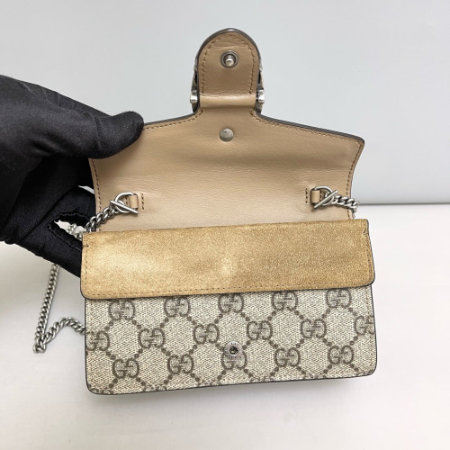 Gucci Super Mini Dionysus GG Supreme Monogram Suede Khaki