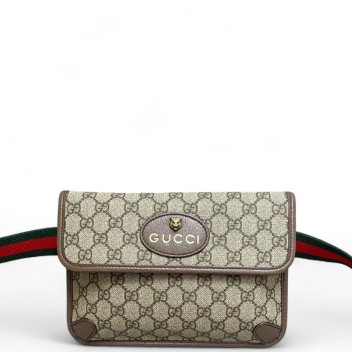 Gucci Web Neo Vintage Belt Bag GG Supreme Monogram Beige Brown Green