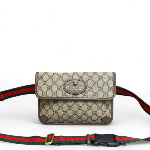 Gucci Web Neo Vintage Belt Bag GG Supreme Monogram Beige Brown Green