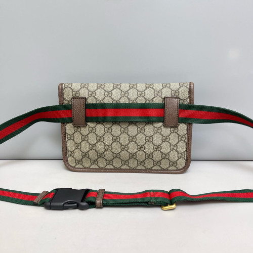 Gucci Web Neo Vintage Belt Bag GG Supreme Monogram Beige Brown Green
