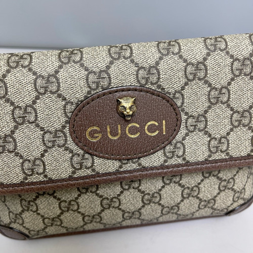 Gucci Web Neo Vintage Belt Bag GG Supreme Monogram Beige Brown Green