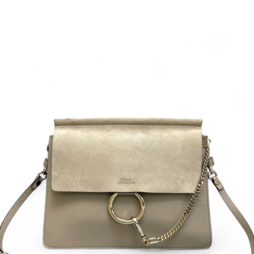 Chloe Medium Faye Day Shoulder Bag Suede Calfskin Grey