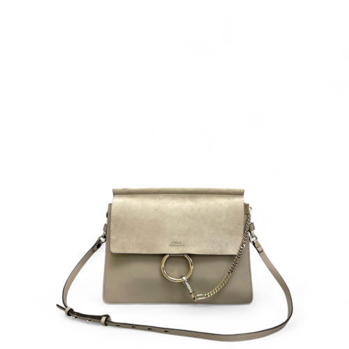 Chloe Medium Faye Day Shoulder Bag Suede Calfskin Grey