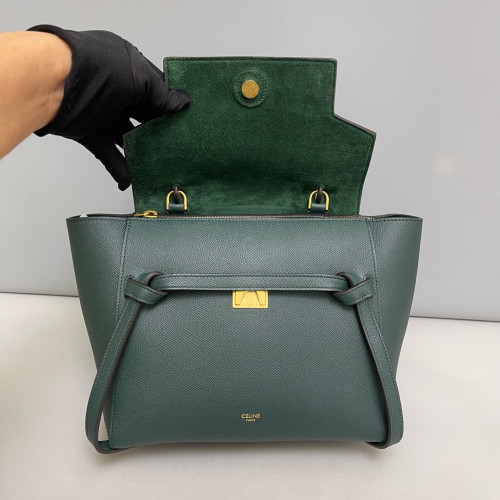 Celine Micro Belt Bag Grained Calfskin Dark Green