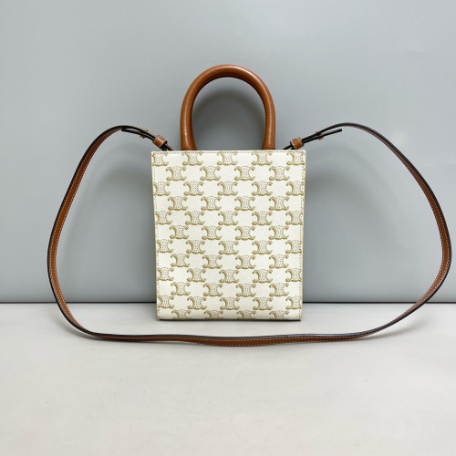 Celine Nano Vertical Cabas Triomphe White Brown Celine Nano Vertical Cabas Triomphe White Brown