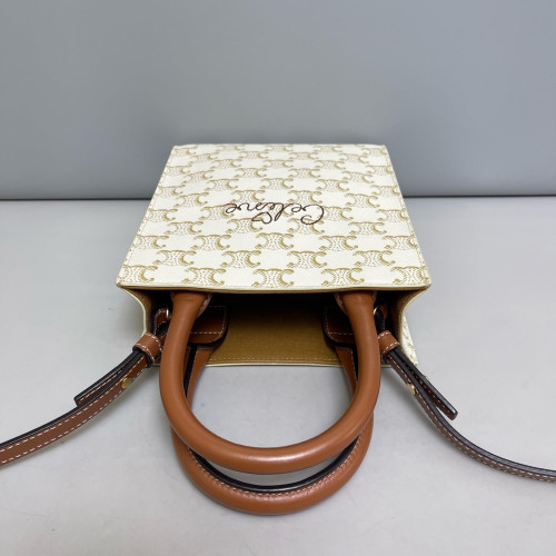 Celine Nano Vertical Cabas Triomphe White Brown Celine Nano Vertical Cabas Triomphe White Brown