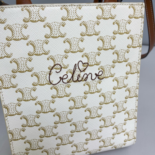Celine Nano Vertical Cabas Triomphe White Brown Celine Nano Vertical Cabas Triomphe White Brown