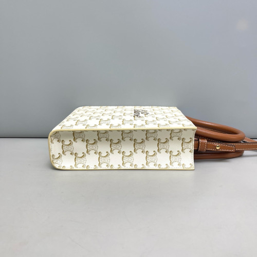 Celine Nano Vertical Cabas Triomphe White Brown Celine Nano Vertical Cabas Triomphe White Brown
