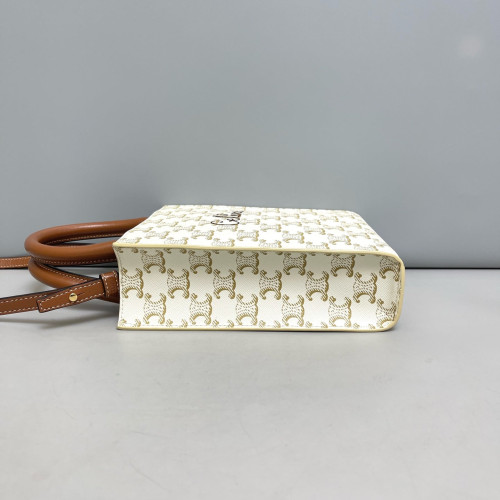Celine Nano Vertical Cabas Triomphe White Brown Celine Nano Vertical Cabas Triomphe White Brown