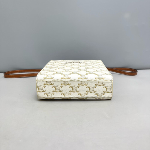 Celine Nano Vertical Cabas Triomphe White Brown Celine Nano Vertical Cabas Triomphe White Brown