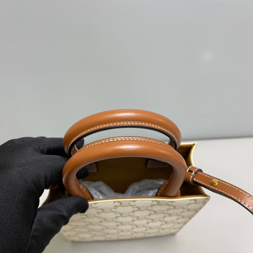 Celine Nano Vertical Cabas Triomphe White Brown Celine Nano Vertical Cabas Triomphe White Brown