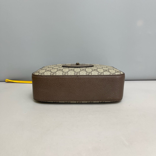 Gucci Web Neo Vintage Shoulder Bag GG Supreme Monogram Calfskin Beige Brown