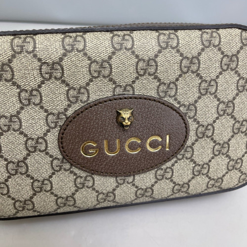 Gucci Web Neo Vintage Shoulder Bag GG Supreme Monogram Calfskin Beige Brown